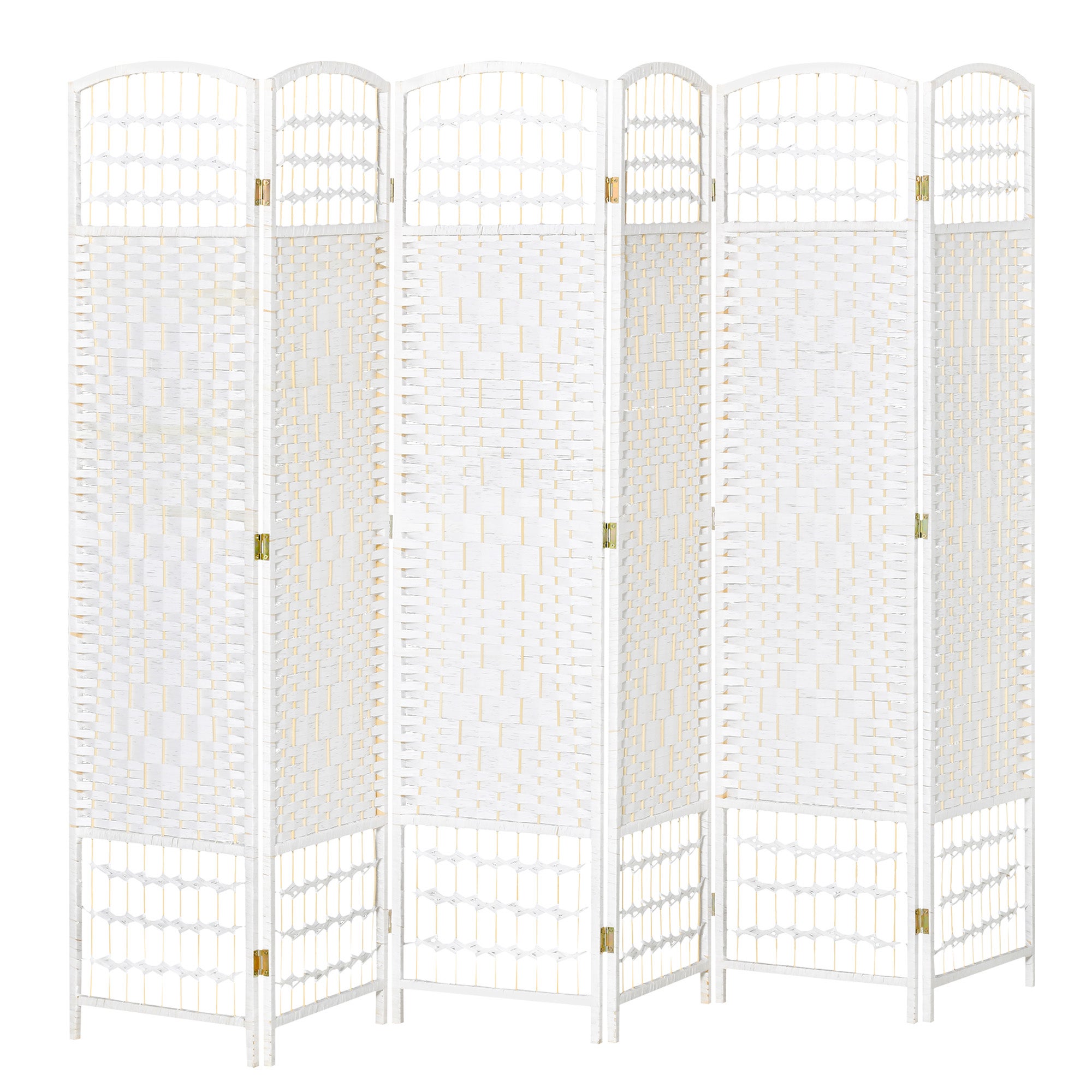 Biombo de 6 paneles plegable para salón homcom 242x1,7x170 cm blanco