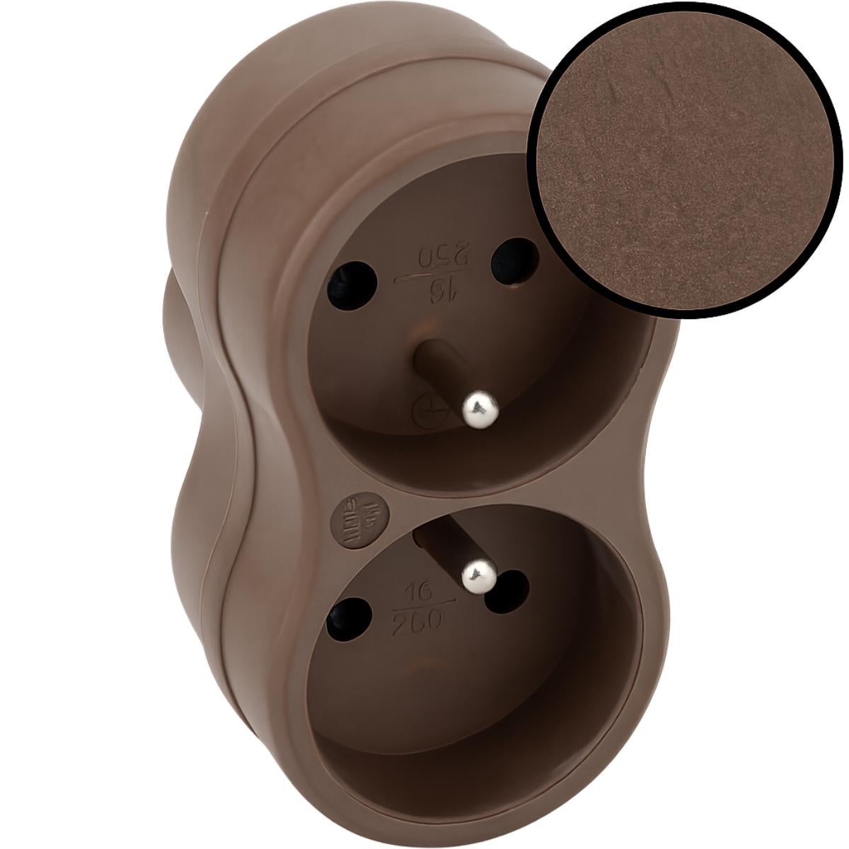 Lot de 10 biplites recyclées éco-conçues Natura - 2x16A - Taupe - Zenitech - 2