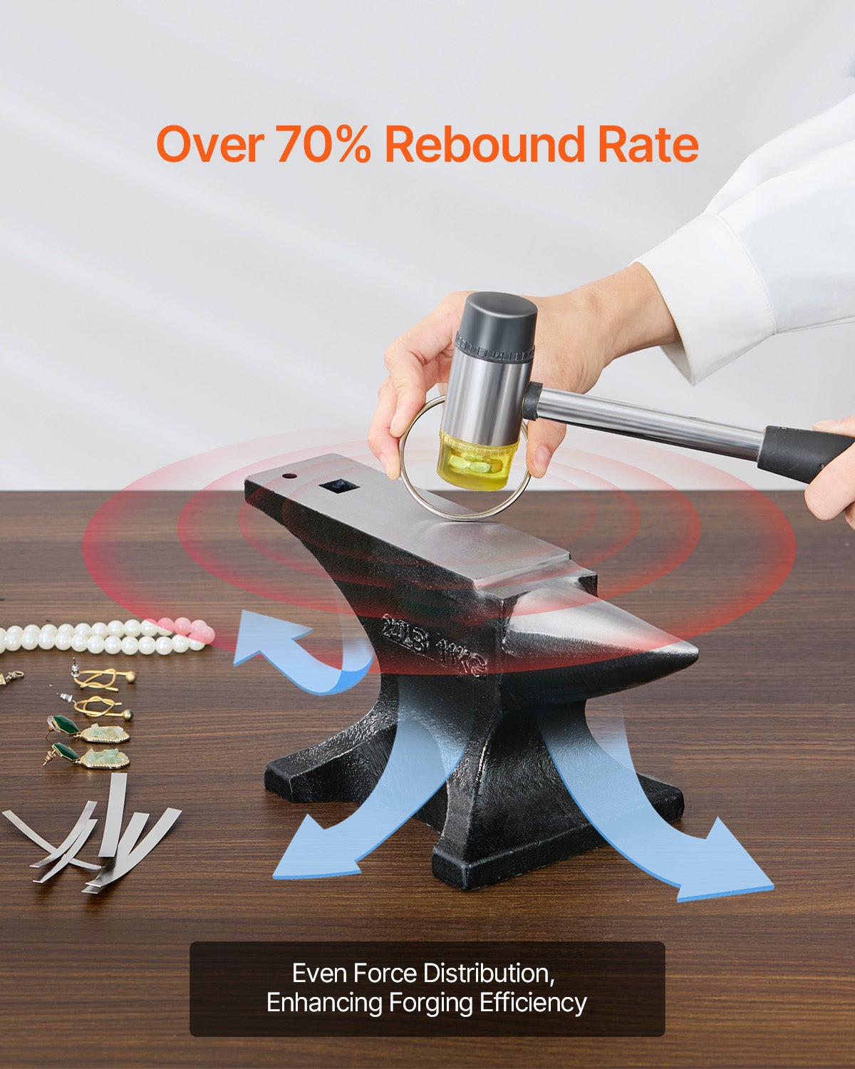 Bigorna de corno simples SucceBuy de 25 lb em aço fundido Bigorna robusta com corno redondo de alta dureza para ferreiros, base estável - 5