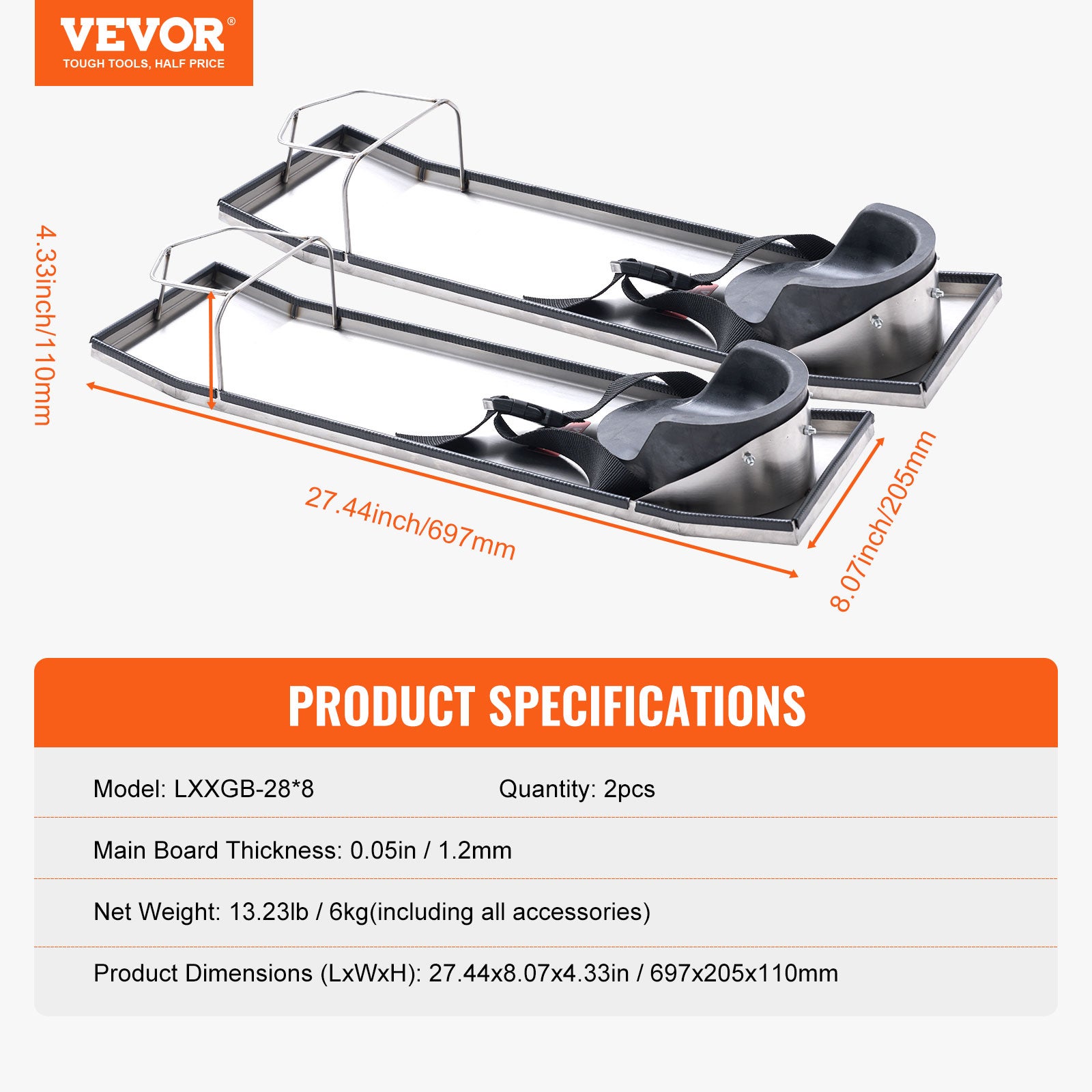 Planche à Genoux Béton VEVOR, 70 x 20 cm, 1 Paire avec Coussinets, Repose-Genoux Léger, Protection en Acier Inoxydable pour Travaux de Maçonnerie - 7