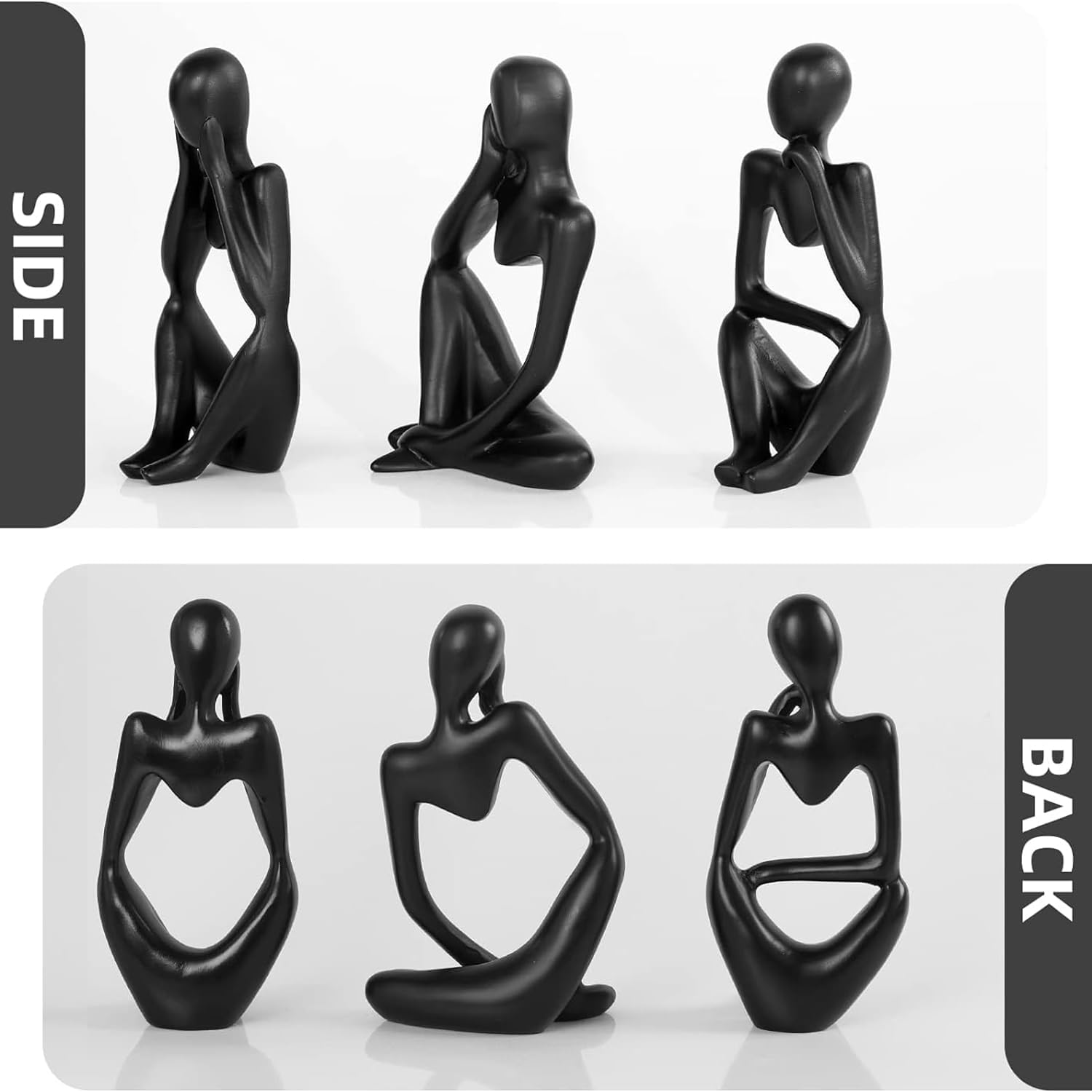 Statue Abstraite Moderne Noir, Statuette Décoration Maison & Bureau, Sculpture Design Intérieur, Objet Décor Salon & Intérieur - 3