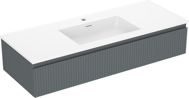 Mexen Rivel meuble de salle de bain 120 cm avec lavabo Otis, 1 tiroir, rainuré, graphite mat/blanc mat - 91A20-12023-1-BF66-W18?