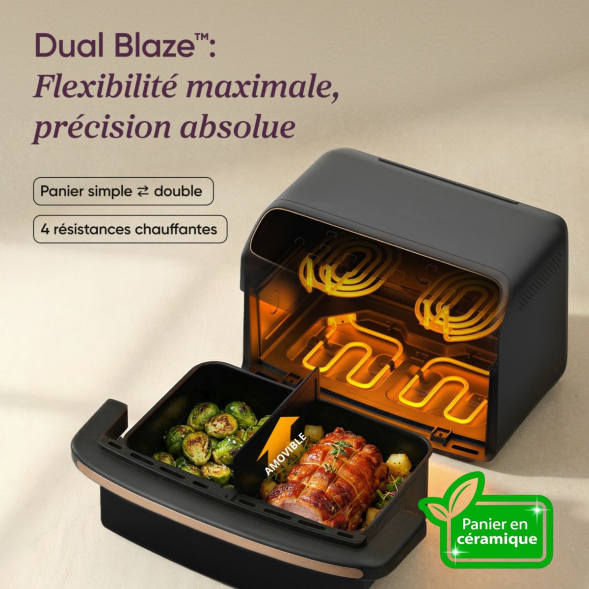Freidora de Aire Cosori Dual Blaze Twinfry Compact 8.6L 2700W Cesta Divisible - 4