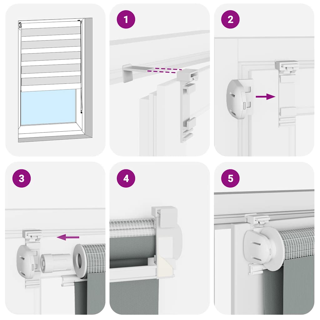 Tenda a Rullo Zebra Larghezza Tessuto 95,9 cm Poliestere vidaXL - 6
