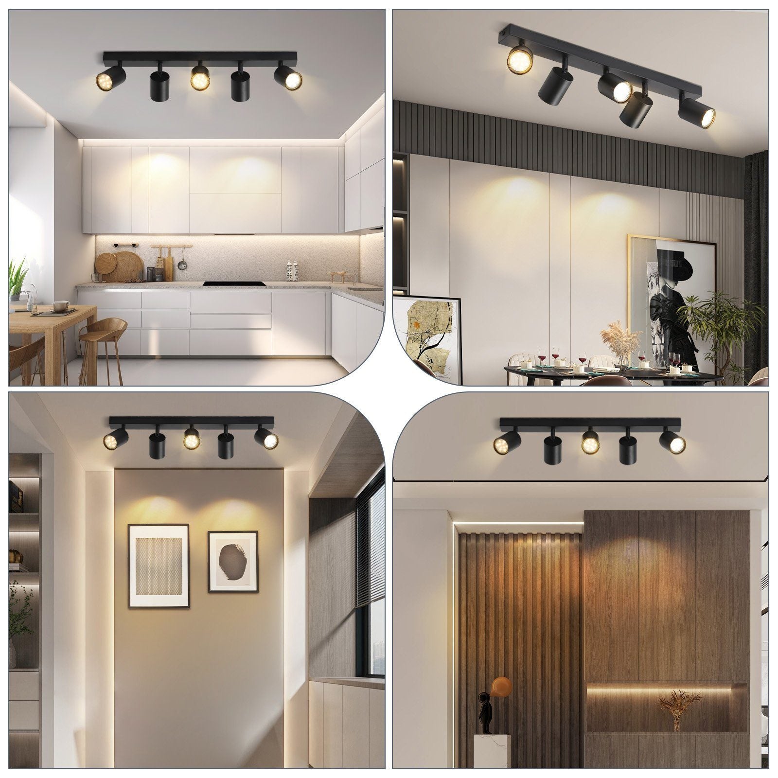 NETTLIFE Czarne Reflektoroway sufitowe LED GU10, regulowane w zakresie 350°, nowoczesne do przedpokoju, salonu, sypialni, bez żarówki - 8