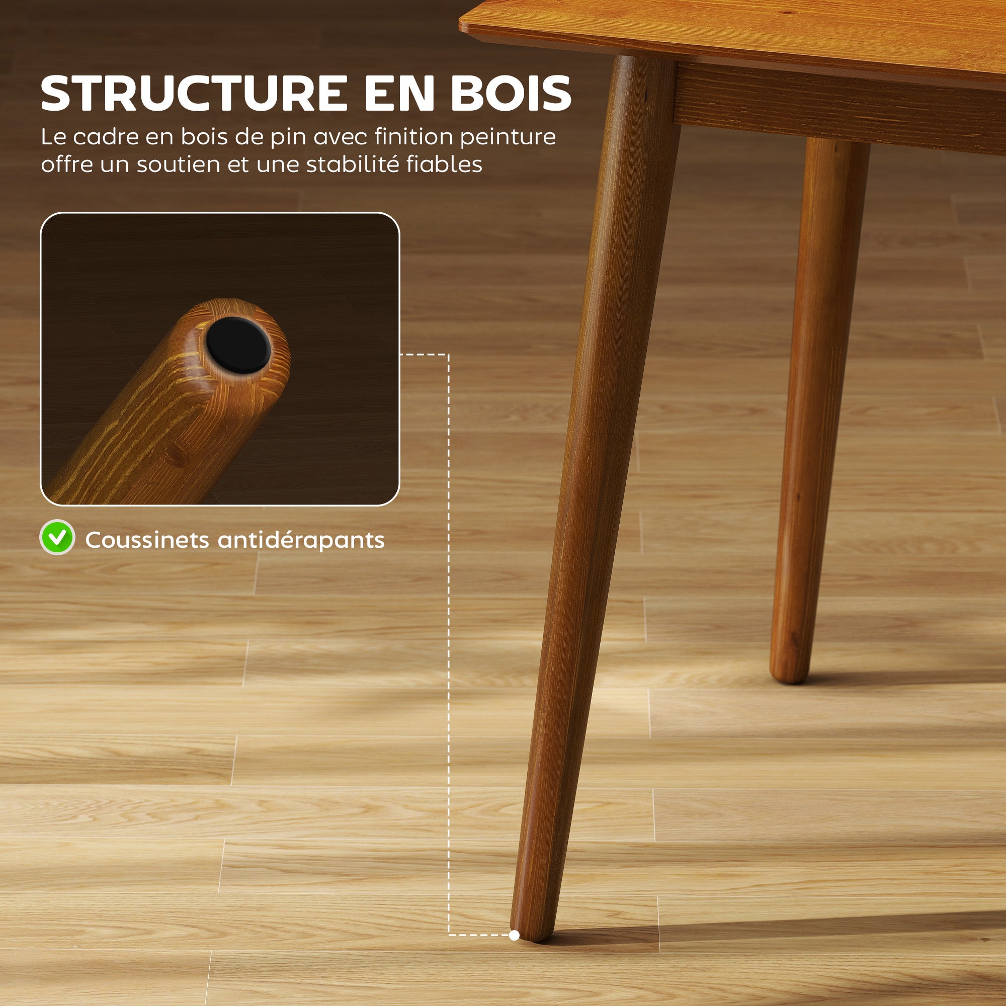 Grande table à manger design pour 4 à 6 personnes, en bois, dimensions ...