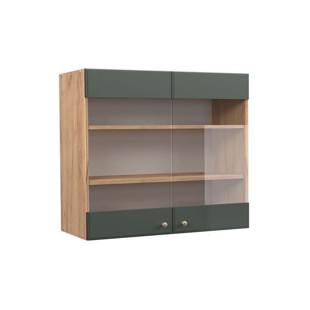 Vicco Szklana szafka kuchenna Fame-Line, Green Gold Country, 80 cm