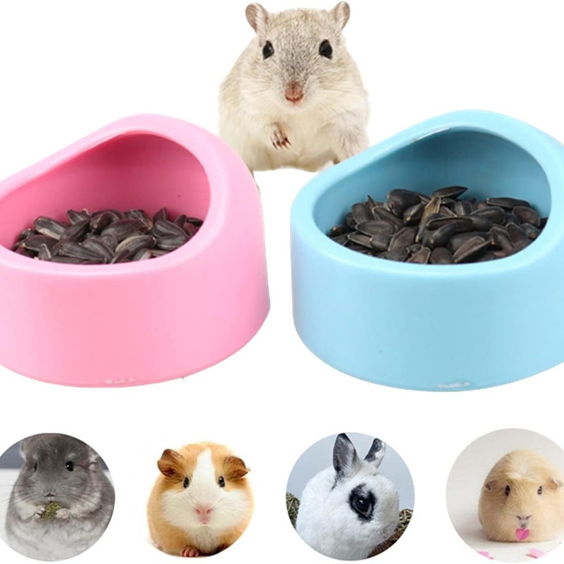Miska dla chomika, Miska dla małych zwierząt, Karmnik dla chomika, Miski dla chomika, Odporne na gryzienie, 2 sztuki (niebieska i różowa)