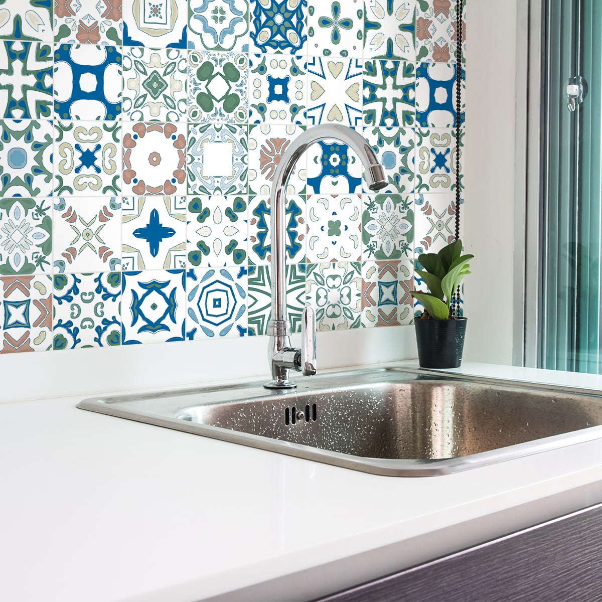 9 adesivi piastrelle azulejos brigitta - Sticker adesivo - adesivi murali - 9stickers15x15cm - 3