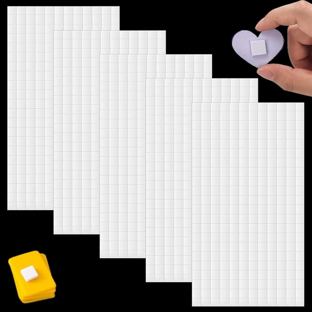 Lot de 1320 pastilles adhésives 3D en mousse double face, 6 x 6 x 2 mm, blanc, fixation adhésive pour effets 3D, scrapbooking, papier, plastique