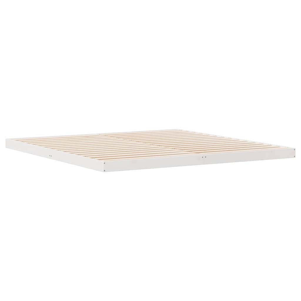 Cadre de lit au sol en pin massif blanc, pour la chambre, 180 × 220 cm - 4