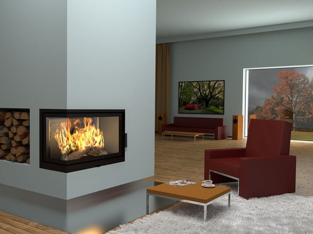 Insert cheminée d'angle LEVIO 17 kw