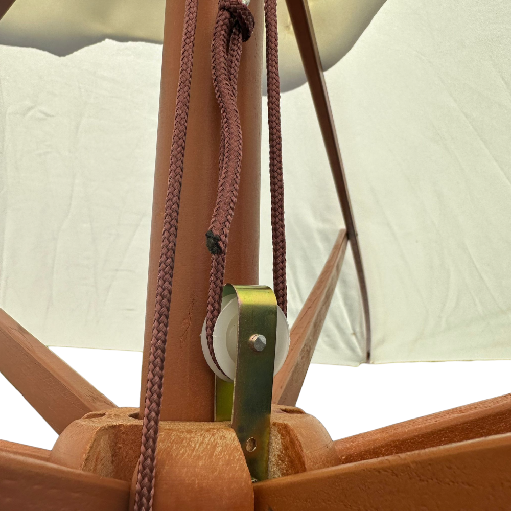 Parapluie de jardin rectangulaire 2x3 m avec mât central en bois et aérateur River - 7