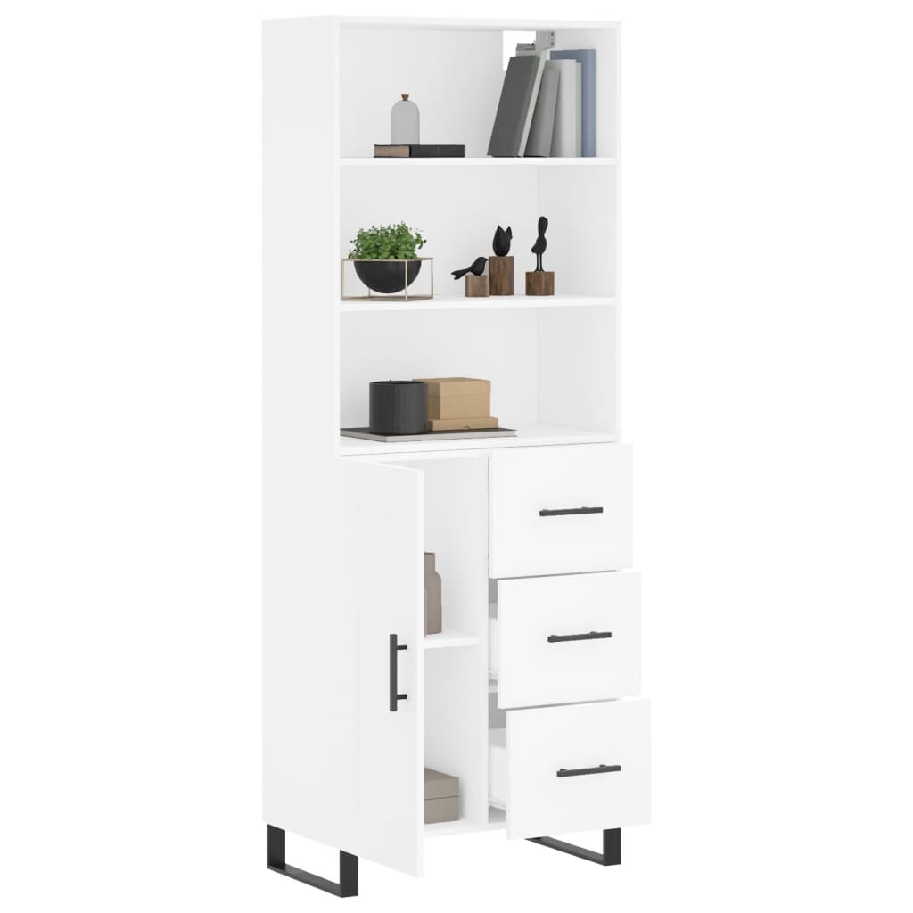 Buffet haut Blanc 69,5x34x180 Bois d'ingénierie - 3