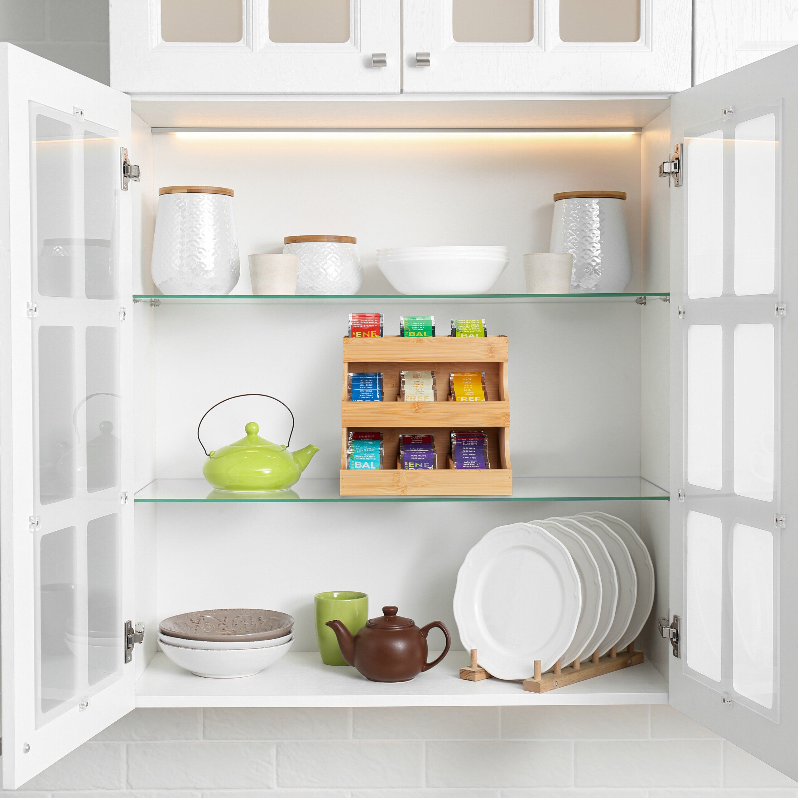 Organizzatore Porta Bicchieri In Bambù Relaxdays - 6 Scomparti, 29.5x34.5x17 Cm, Per Caffetteria - Foto 9