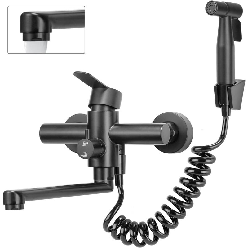 Bateria kuchenna ścienna z pistoletem natryskowym - obrotowa 360° - czarna