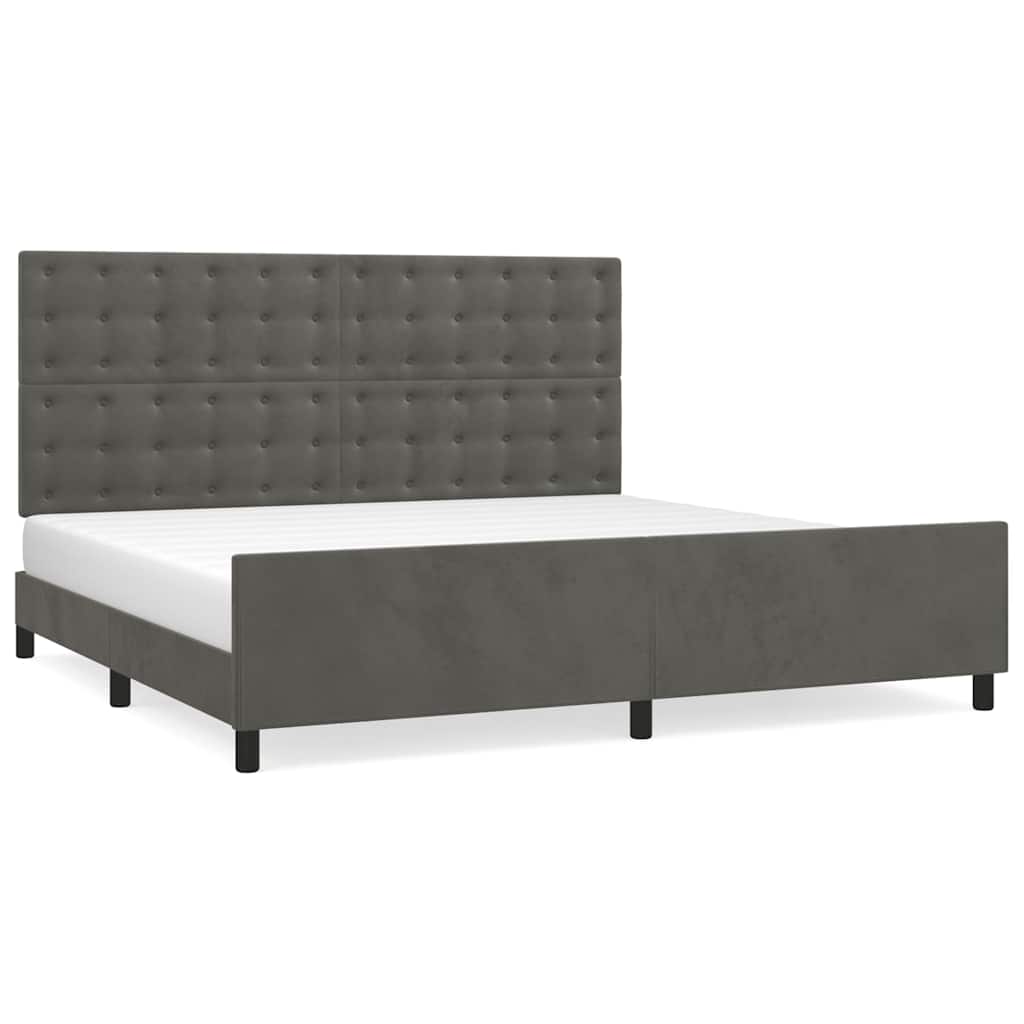 Cadre de lit sans matelas velours gris foncé 200x200 cm - 2