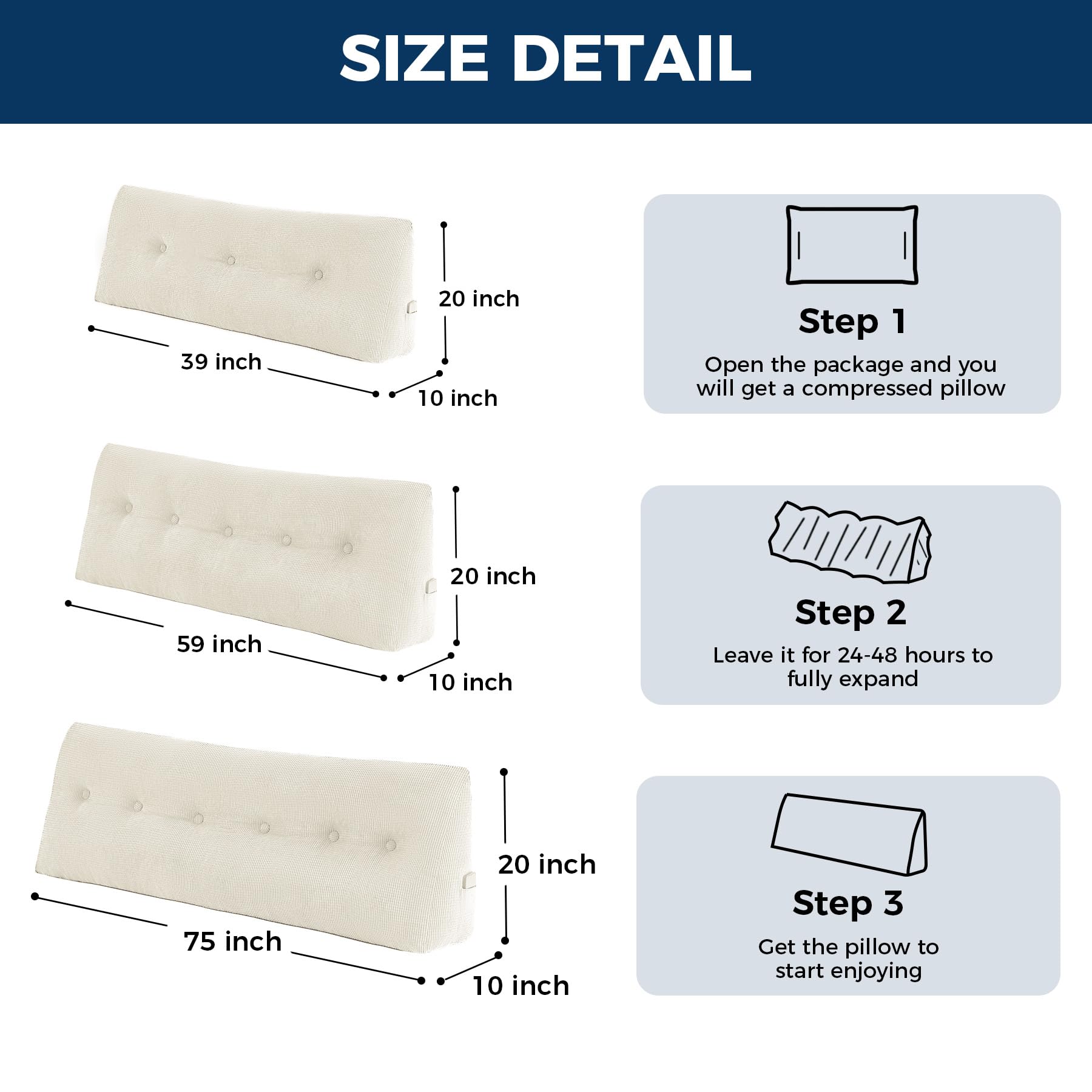 Coussin de soutien lombaire de lit, 100 cm, coussin de lecture de chevet, coussin de loisirs de soutien lombaire - 2