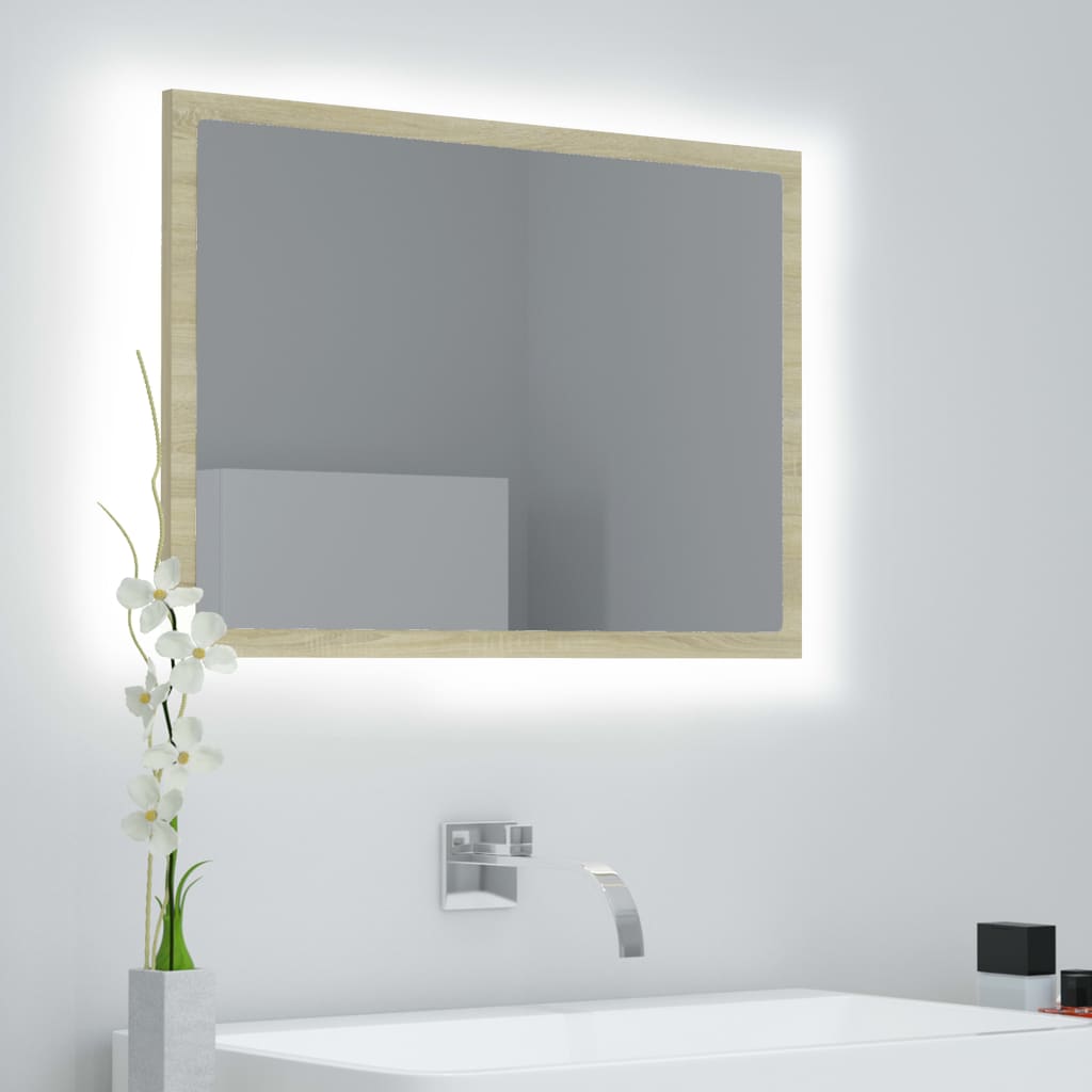 Miroir LED de salle de bain Chêne sonoma 60x8,5x37 cm Aggloméré vidaXL - 9