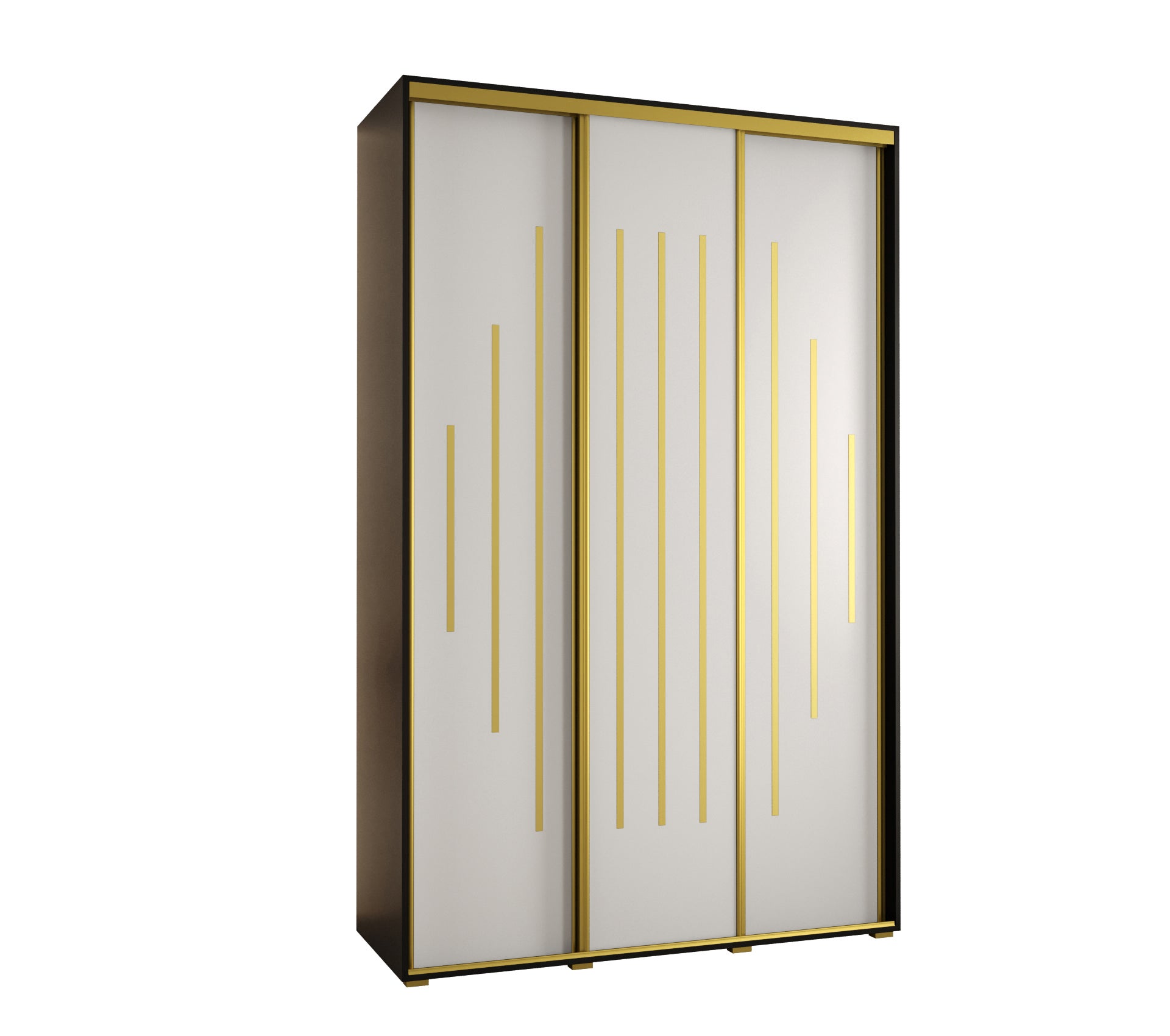 Szafa przesuwna wysoka Davos 12 150 x 60 x 235,2 cm czarny + biały + u. złoty - Abiks Meble