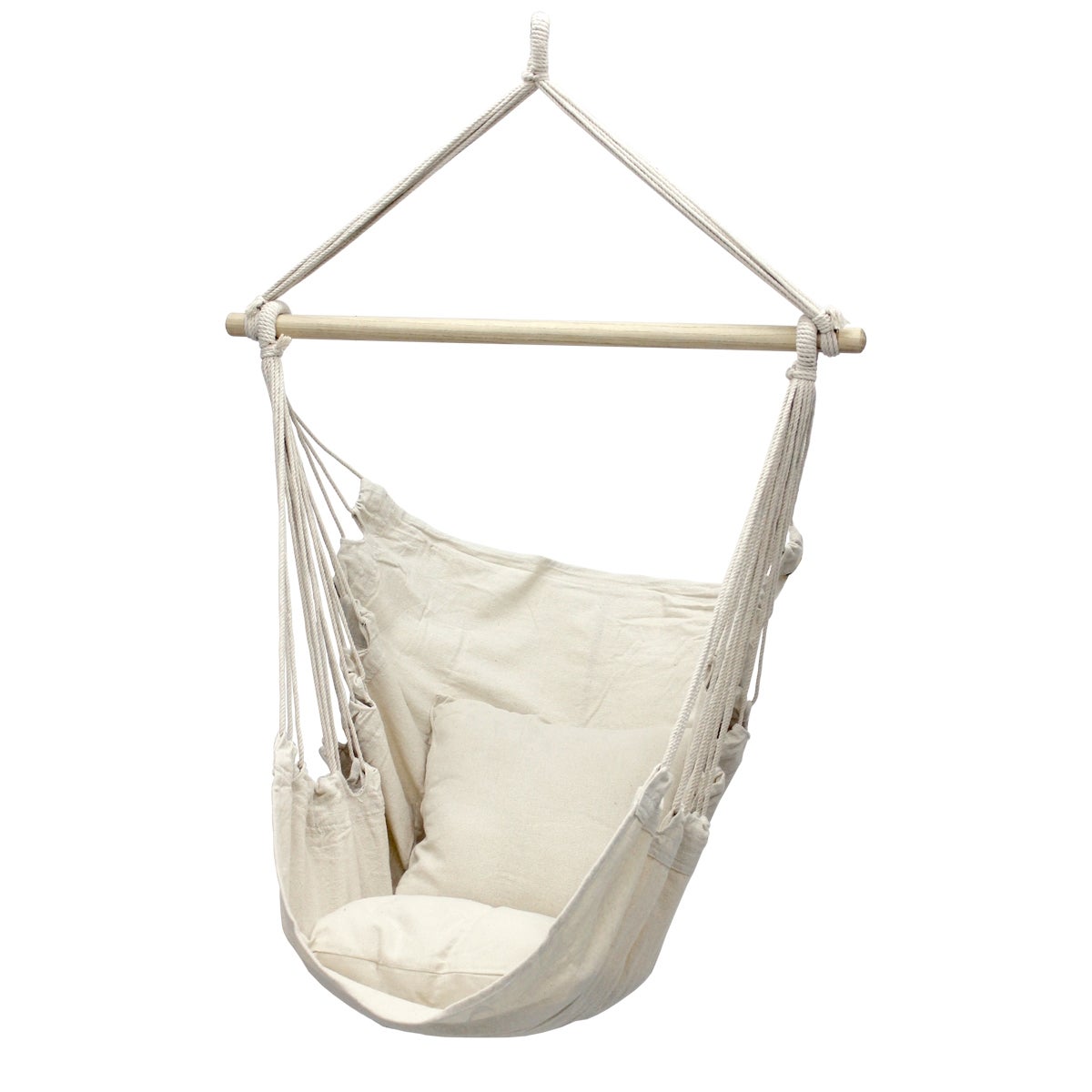 Sedia Sospesa Poltrona Dondolo Da Giardino Esterno, Con Cuscini E Supporto Beige 84497957
