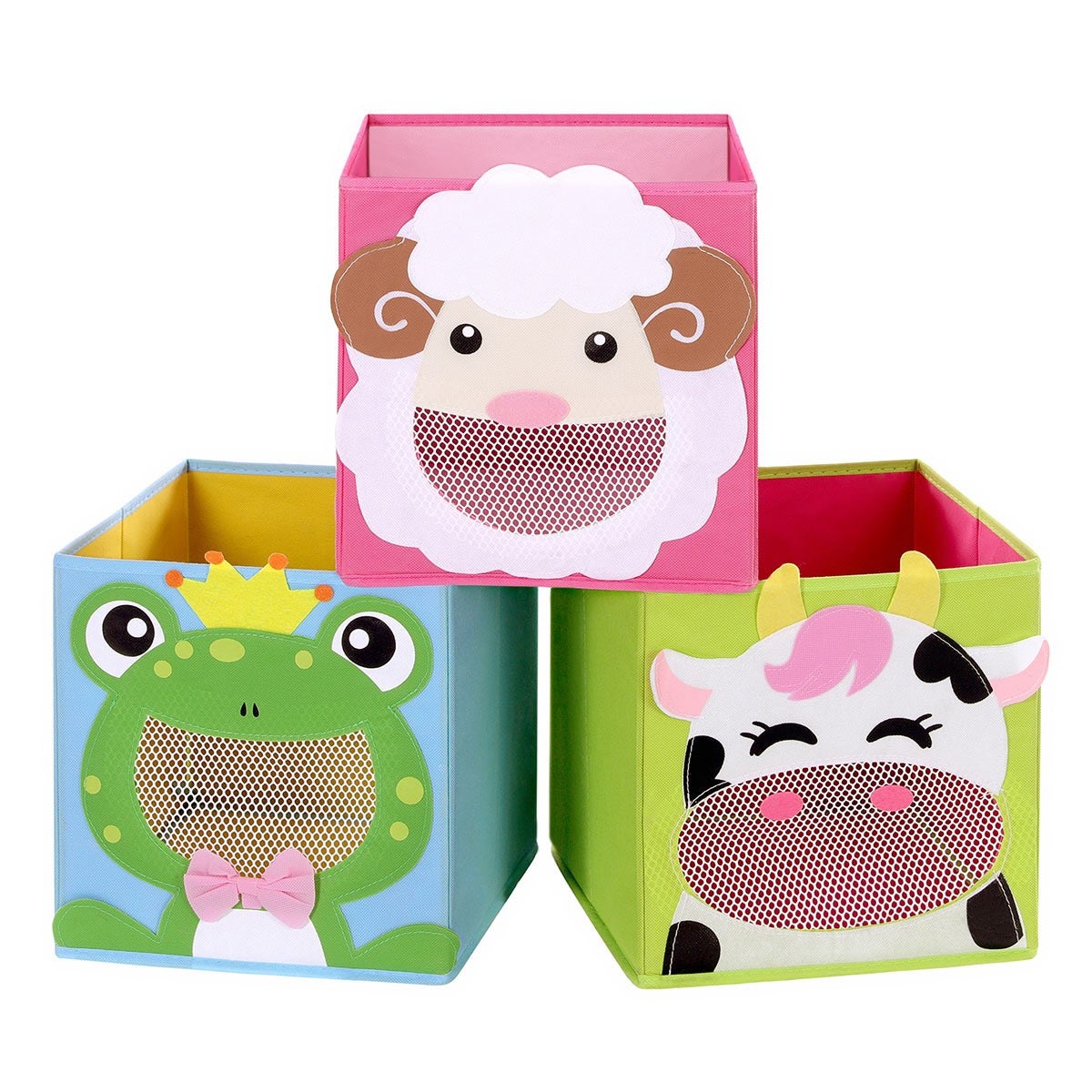 Songmics Verde Rosa Y Azul Cajas De Almacenamiento Plegables Infantil, - Imagen 2