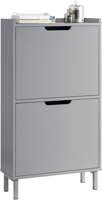 SoBuy Szafka na buty 2 klapy regał półka do przedpokoju szara FSR151-HG