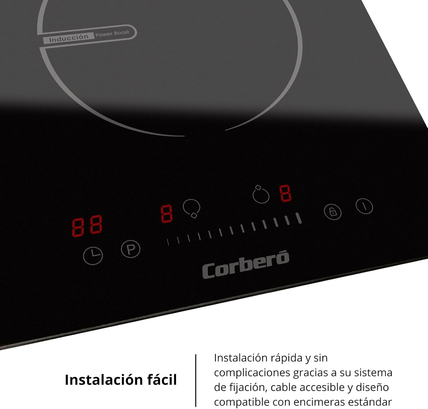 Corberó - Placa de Inducción Modular CCIG205D | 30cm, 2 Zonas, 3600W, Booster, Temporizador, Negro - 5