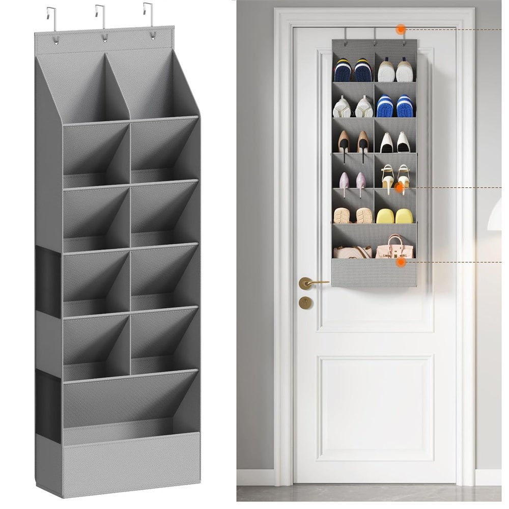 Torba do przechowywania butów za drzwiami, półka na buty z szarej włókniny, wisząca zintegrowana torba do przechowywania 42x15x126 CM